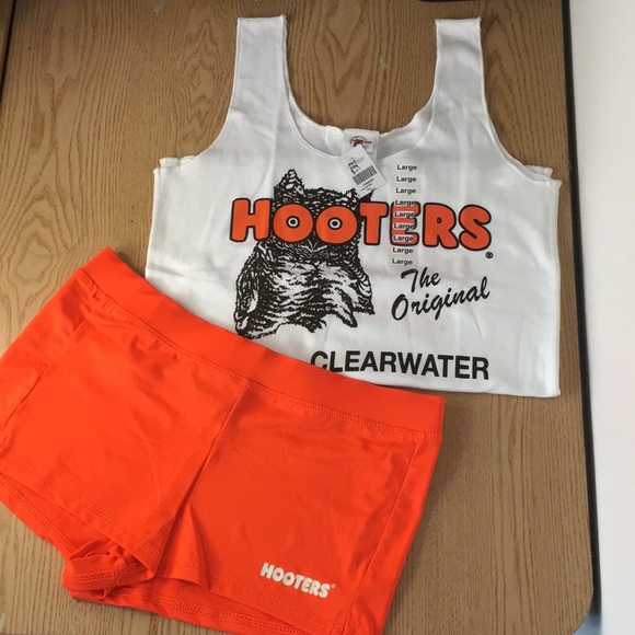 New Hooters Girl Sexy 2Pc Uniform Tank & Shorts Stretchy Both Size Large - Picture 1 of 6
